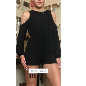 Black shoulder cut out romper